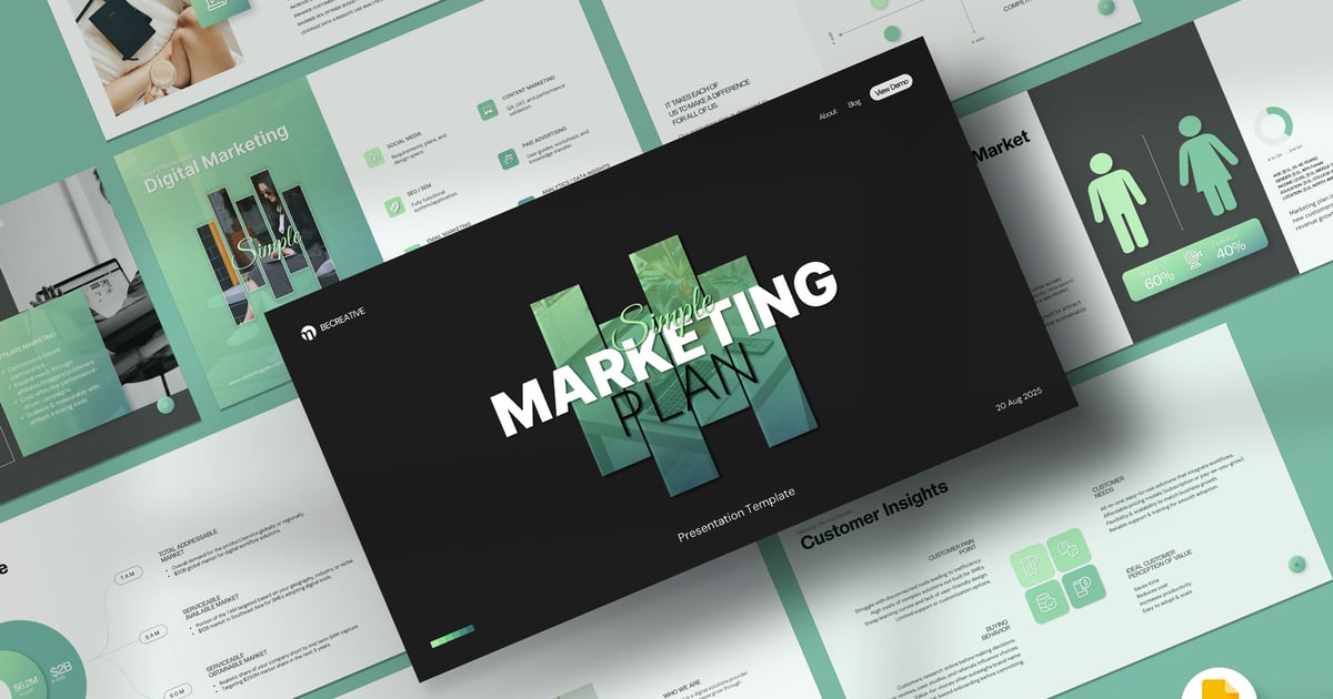 简单的营销计划Google幻灯片模板