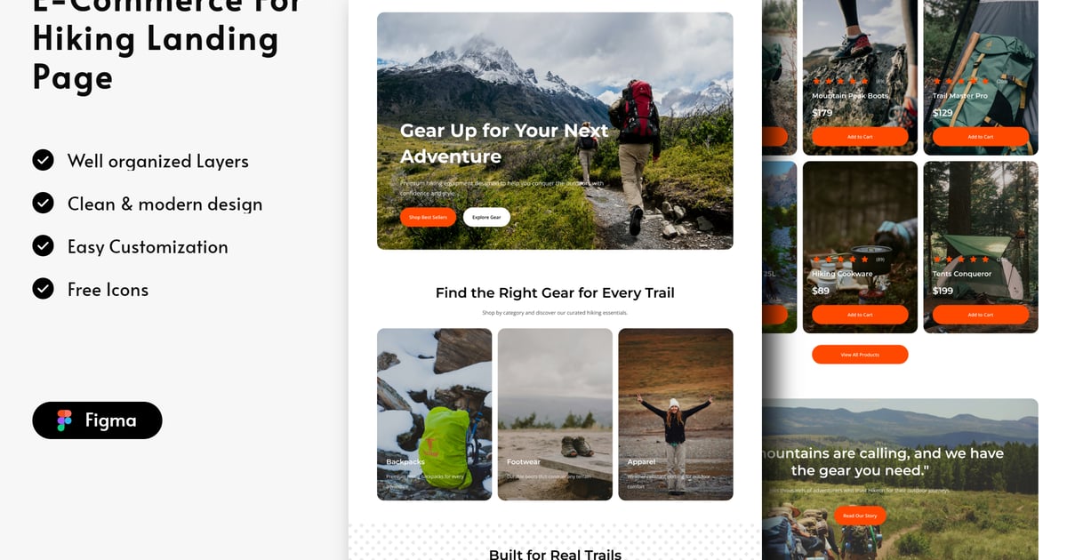 徒步旅行电子商务落地页