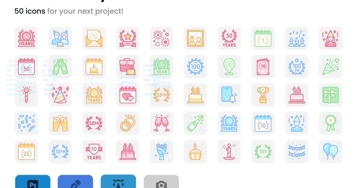 周年纪念和庆典图标