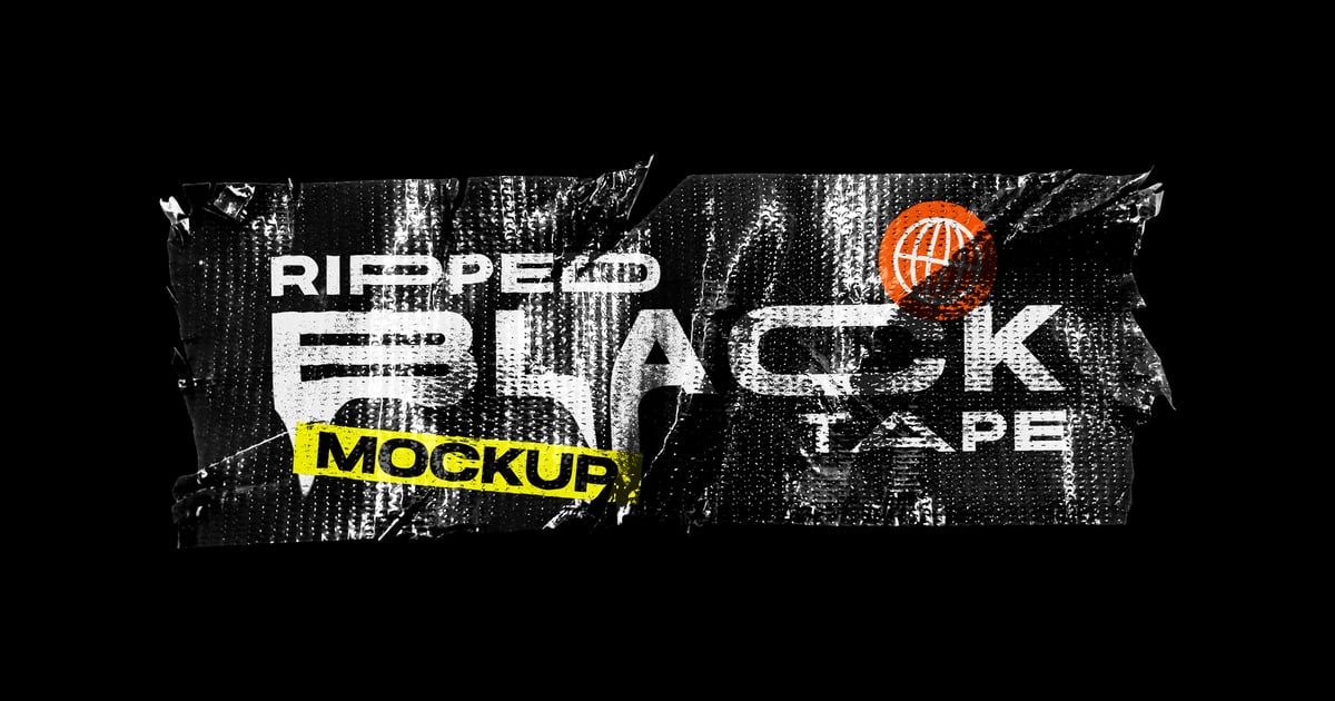 撕裂的黑色胶带模型