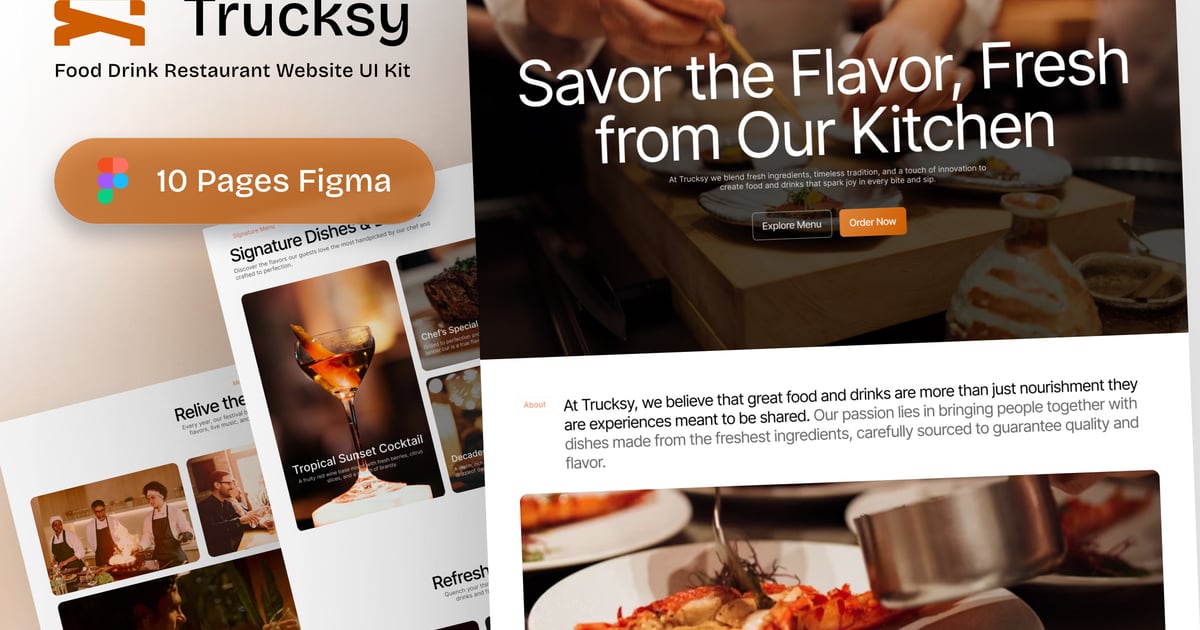 餐饮餐厅网站 UI 套件 – Trucksy