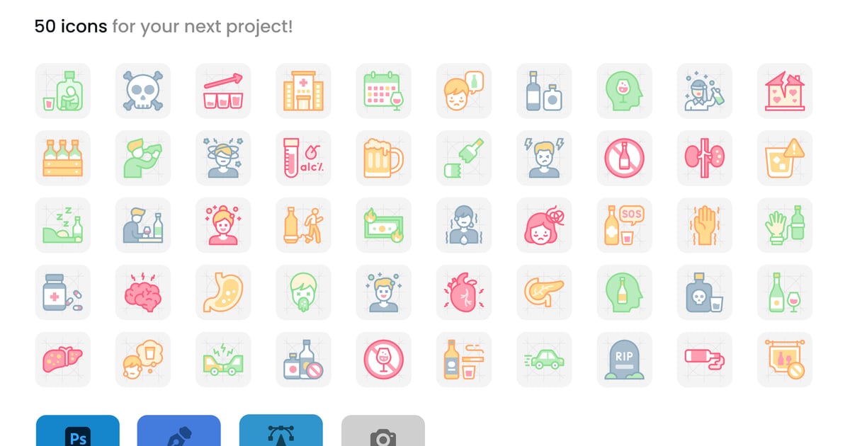 酒精中毒与意识图标