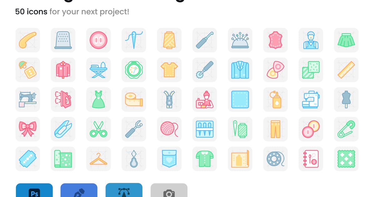 缝纫和裁剪图标