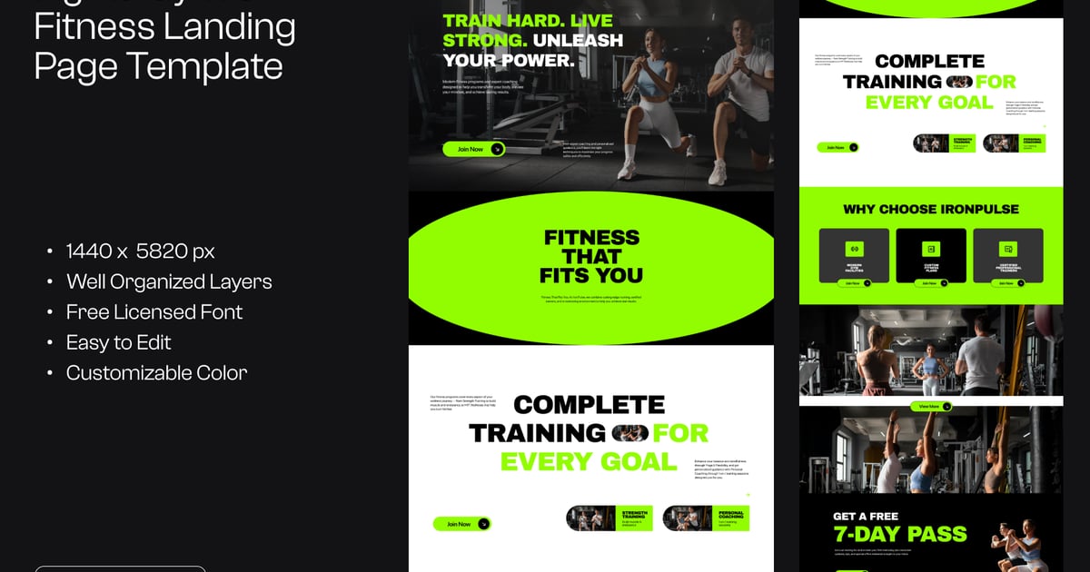 Figma 健身与健身落地页模板