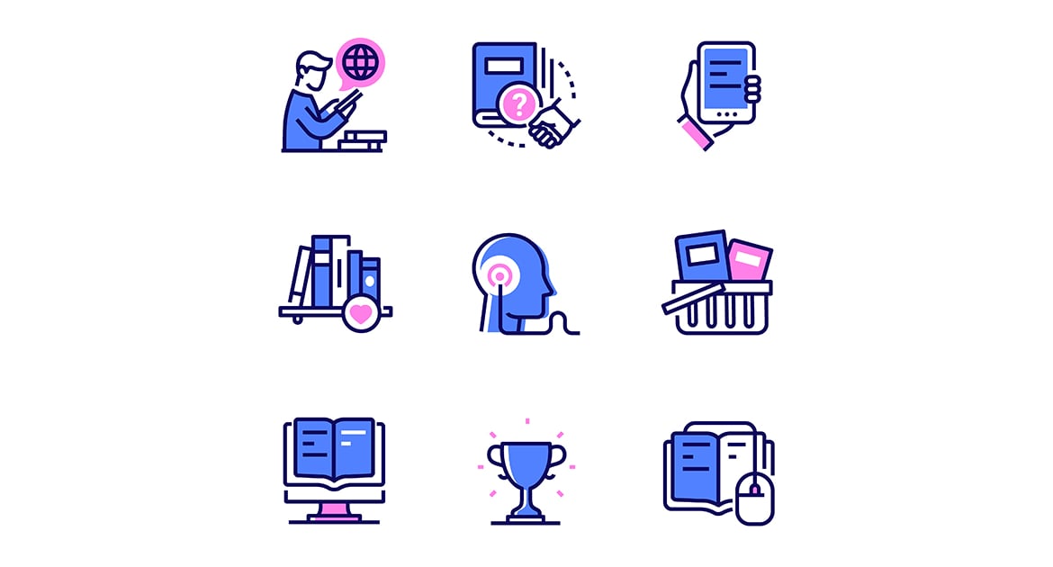 书店和阅读——线条设计图标集