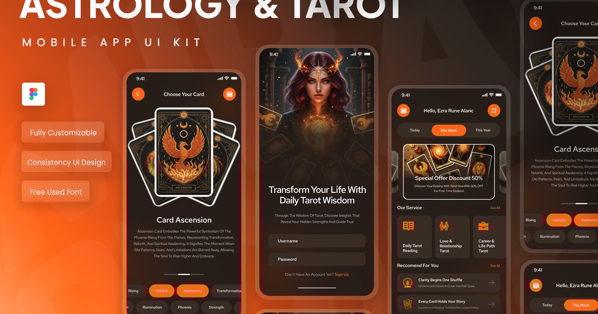 占星术和塔罗牌应用程序 UI 套件