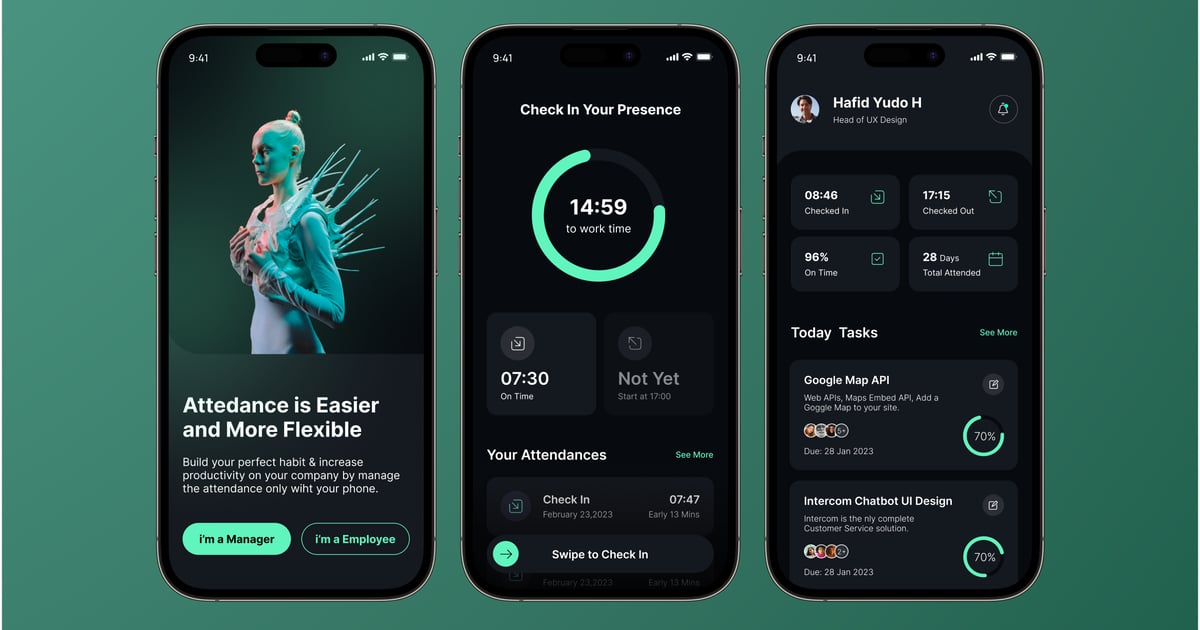 出勤监控 – 移动应用程序 UI 套件