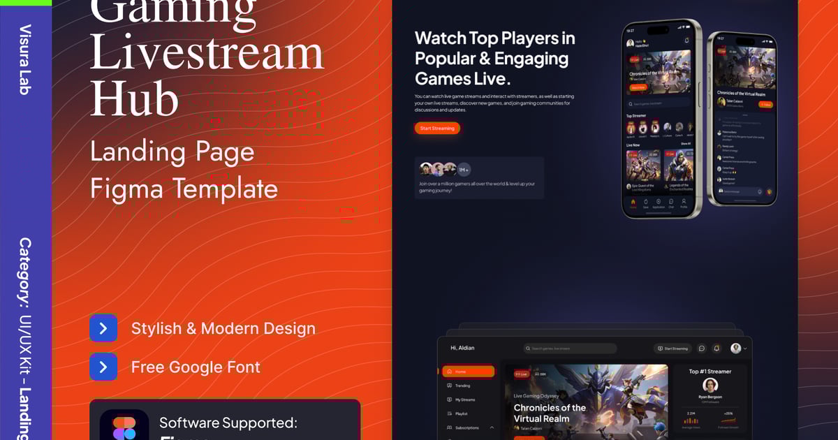 游戏直播登陆页面 Figma 模板
