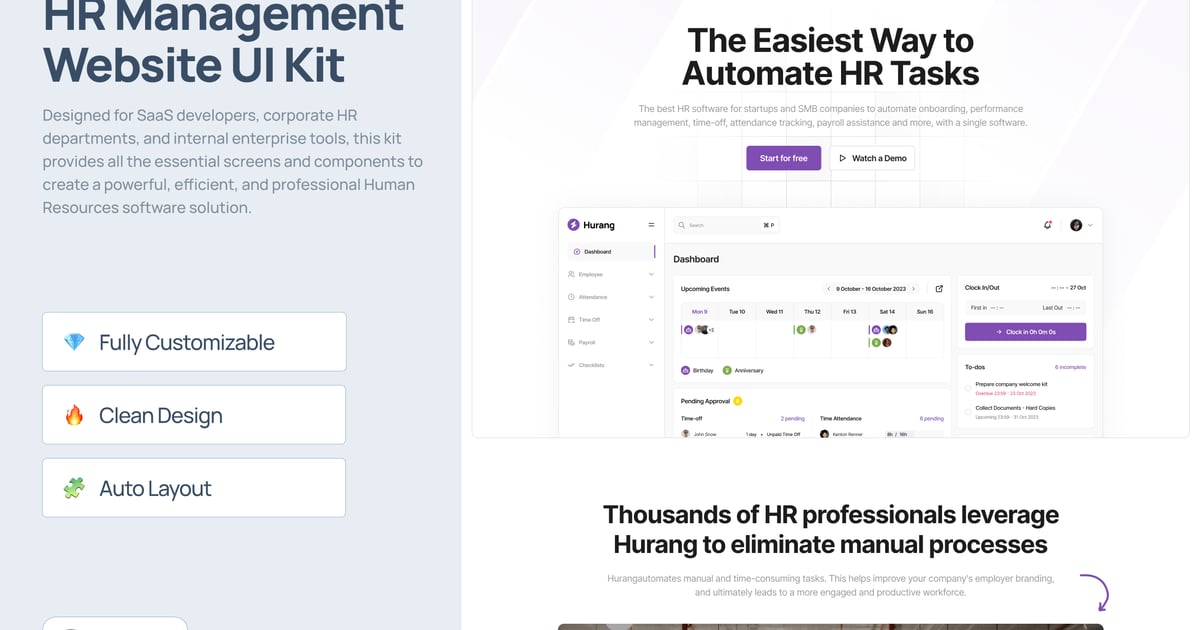 人力资源管理网站 UI 套件 – Hurang