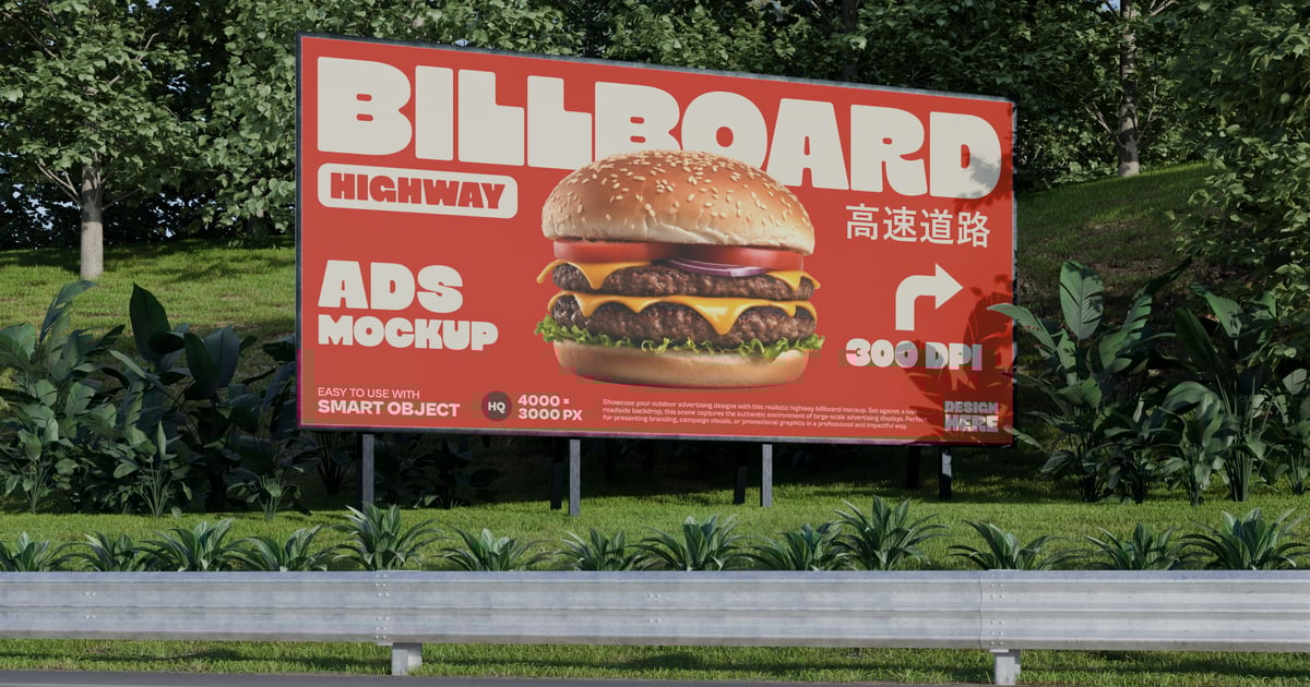 逼真的高速公路广告牌模型