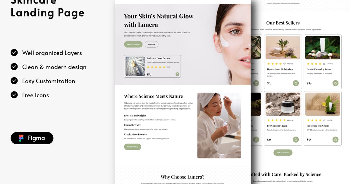 Lunera – 护肤登陆页面