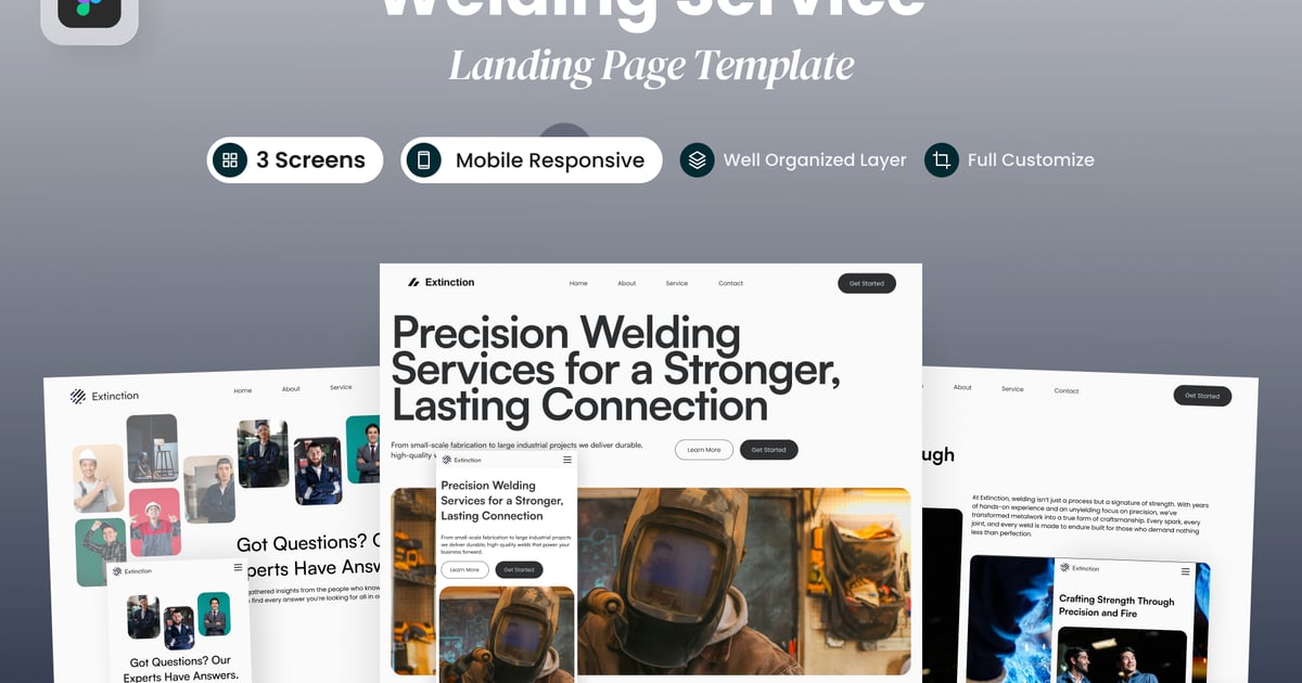 灭绝 – 焊接服务着陆页