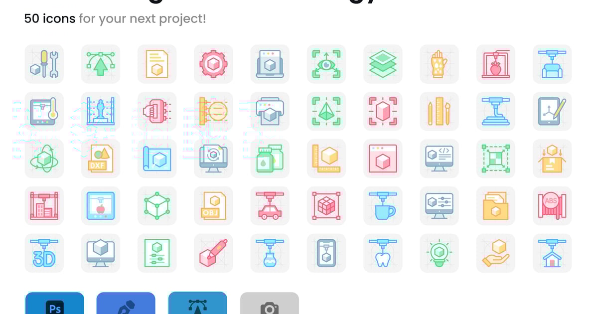 3D打印和技术图标