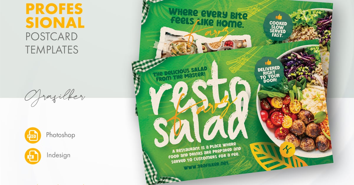 餐厅明信片模板