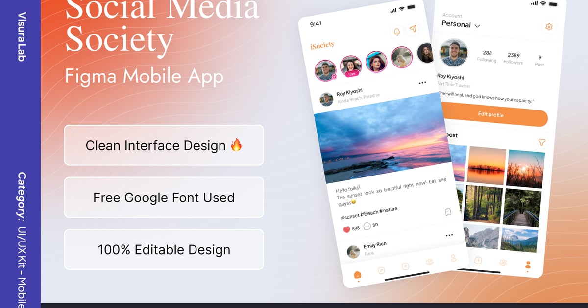 社交媒体协会 Figma 移动应用程序模板