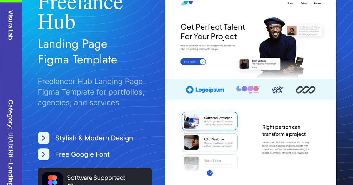 自由职业者中心登陆页面 Figma 模板