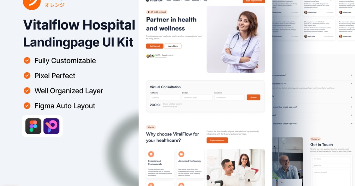 Vitalflow 医院登录页面 UI 套件