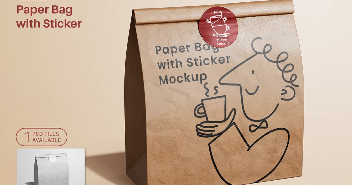 带标签的纸袋模型