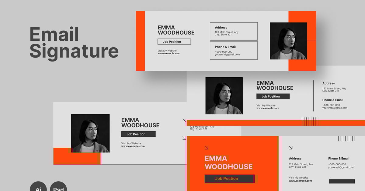 橙色现代个人电子邮件签名