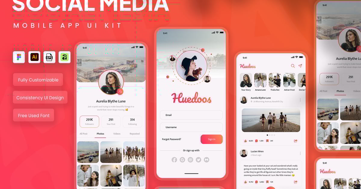 社交媒体移动应用 UI 套件