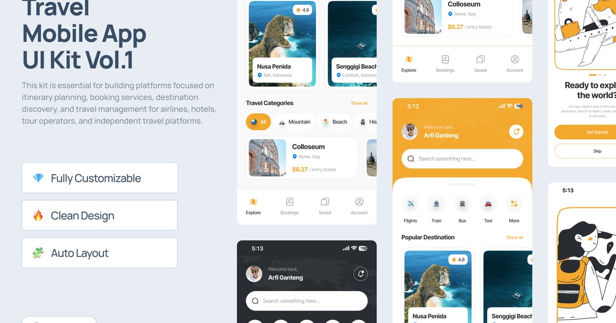 旅游移动应用 UI 套件 Vol.1 – Beyond