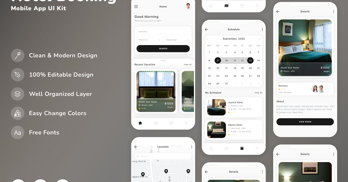 酒店预订移动应用 UI 套件