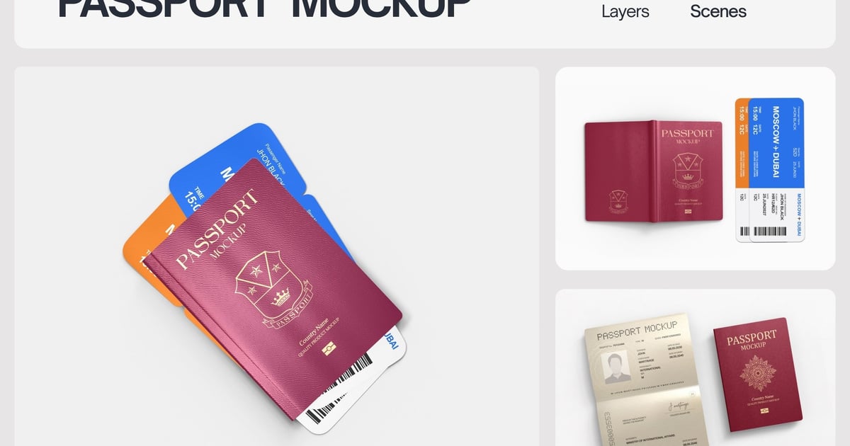 国际护照封面样机套装