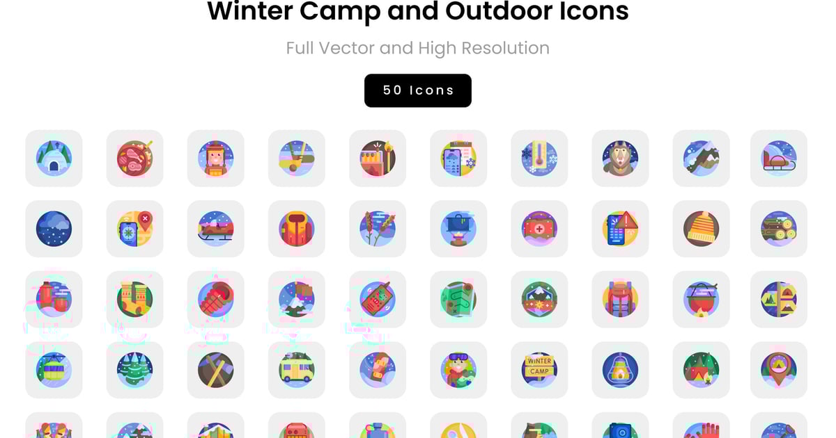 冬季营地和户外图标