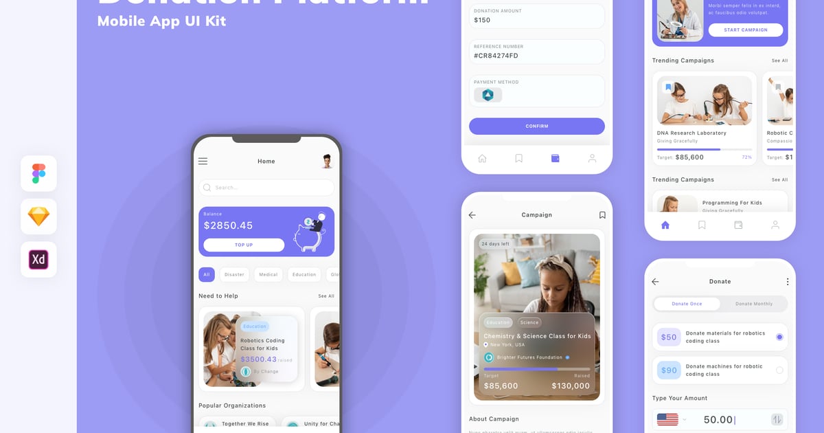 捐赠平台移动应用 UI 套件