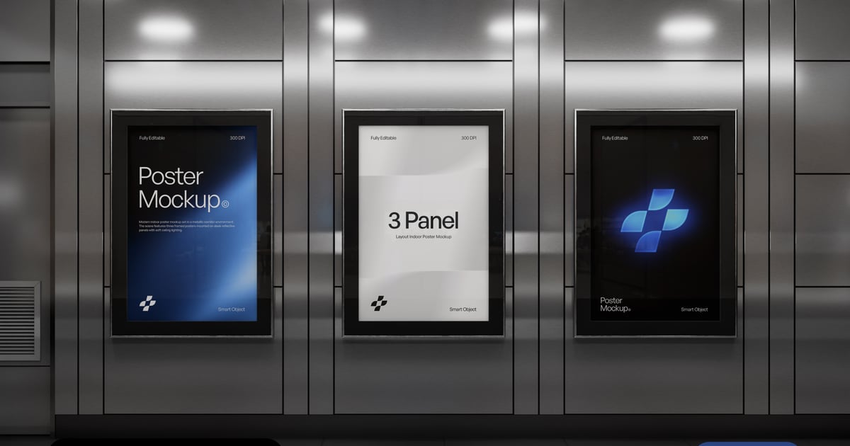 三联竖幅海报墙品牌宣传模型