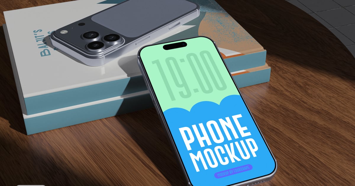 书堆上的手机模型