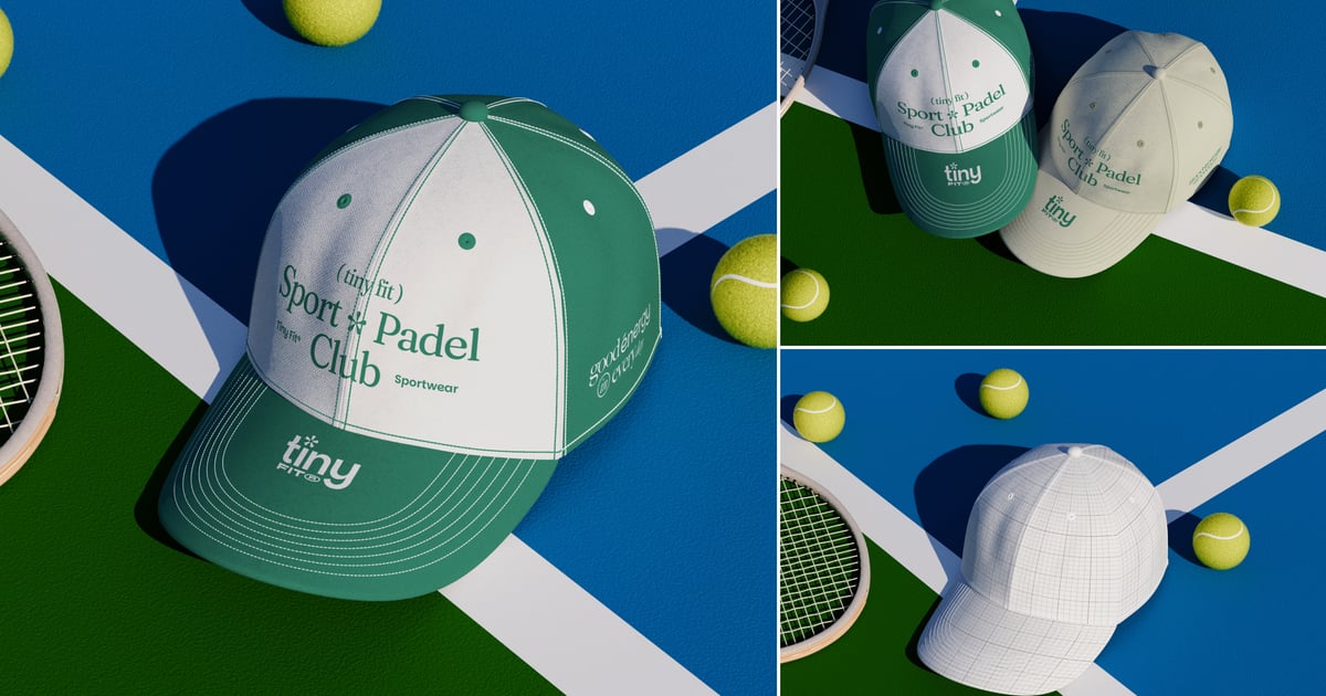 板式网球场上的棒球帽模型