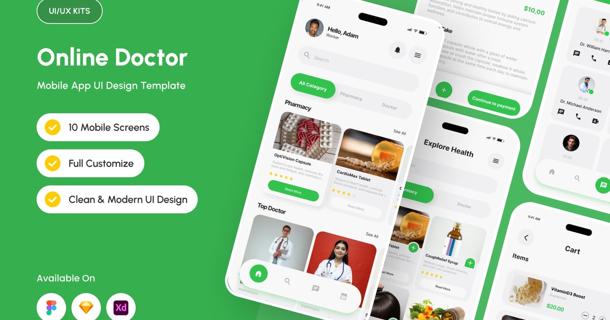 CareGuard – 在线医生应用设计模板