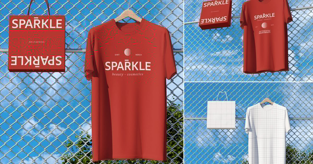 悬挂式T恤和纸袋模型