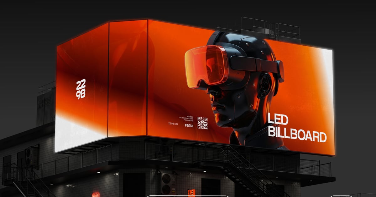 广告牌屏幕模型，包含日夜场景