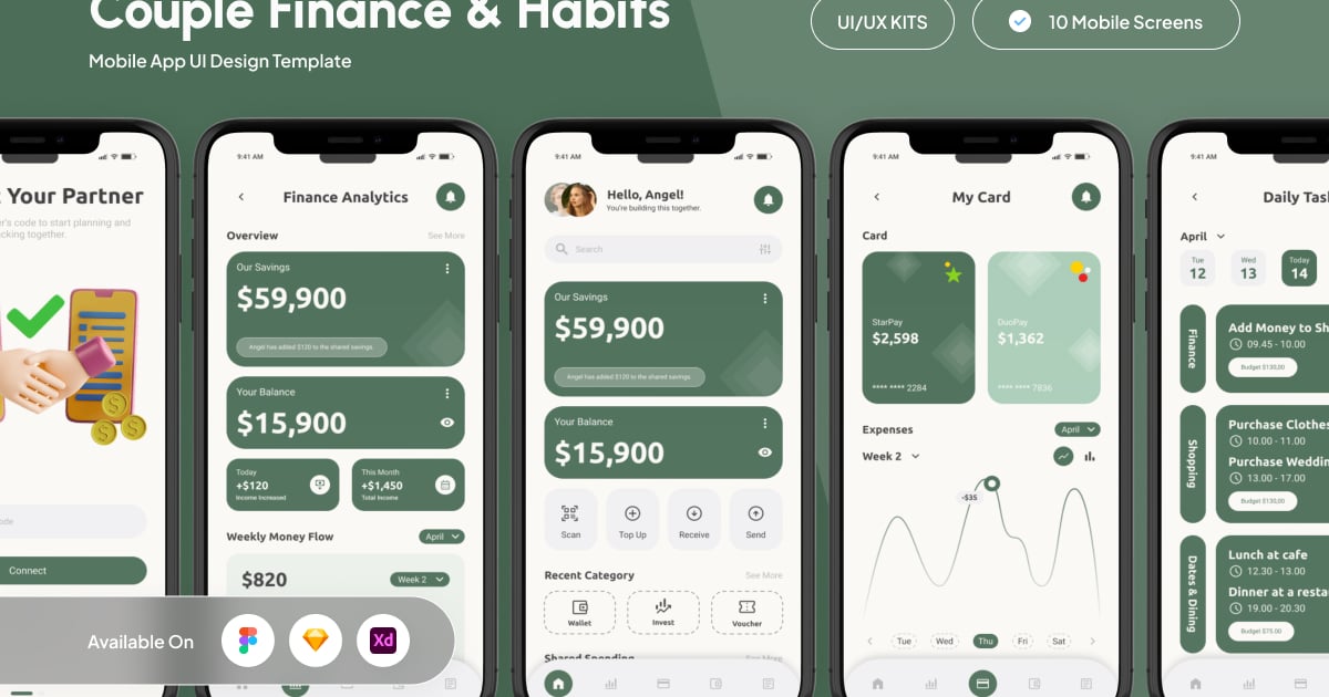 Pigora – 情侣理财习惯应用用户界面