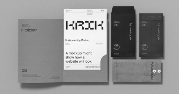 文件夹和信封文具样机套装