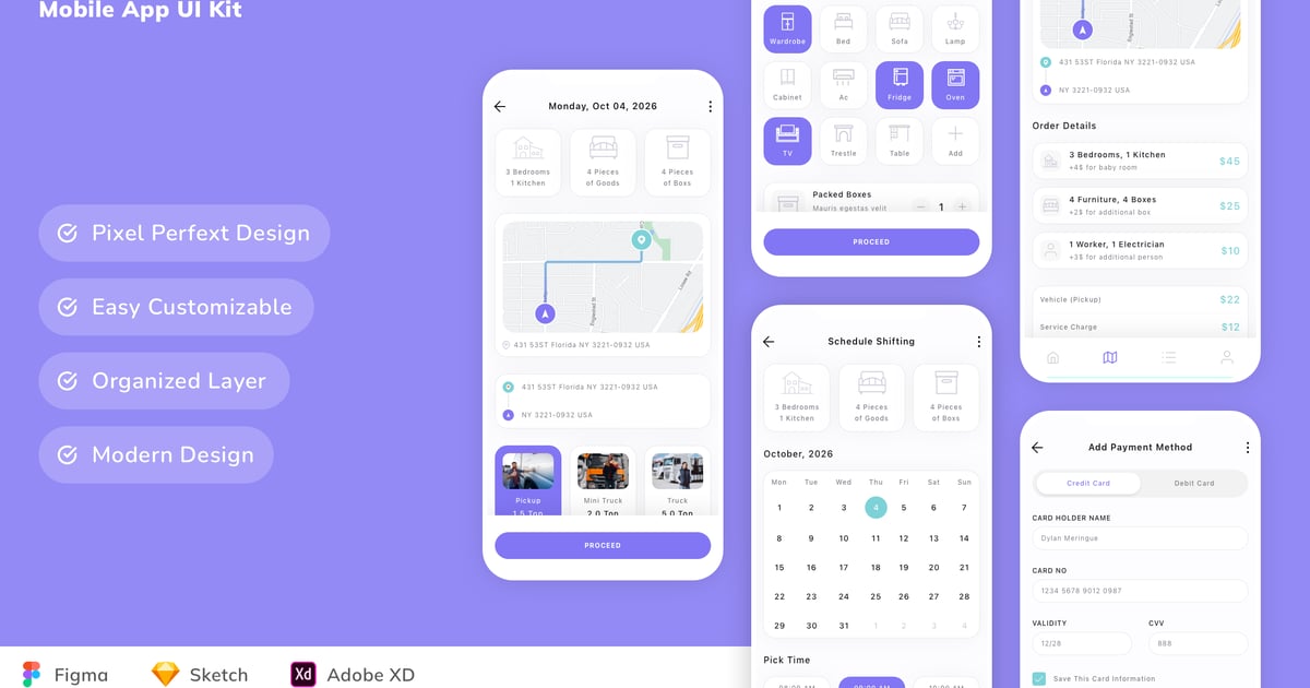 搬家服务移动应用 UI 套件