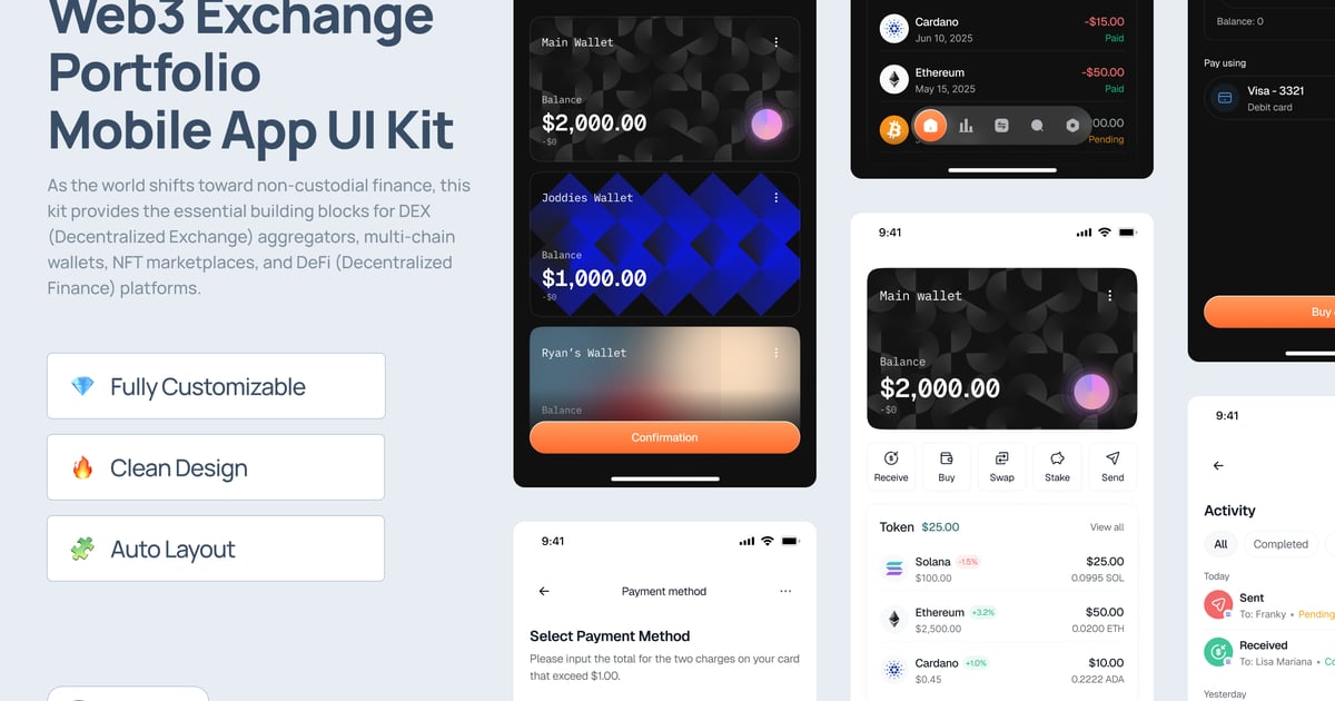 Web3 交易组合移动应用 UI 套件