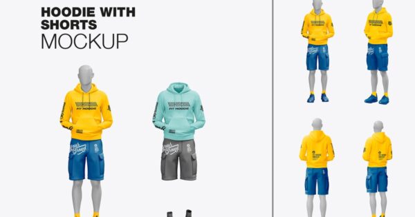 男士连帽短裤样机