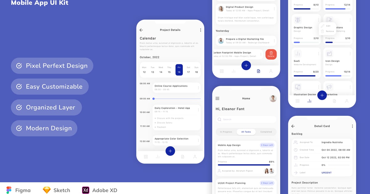 项目管理移动应用 UI 套件
