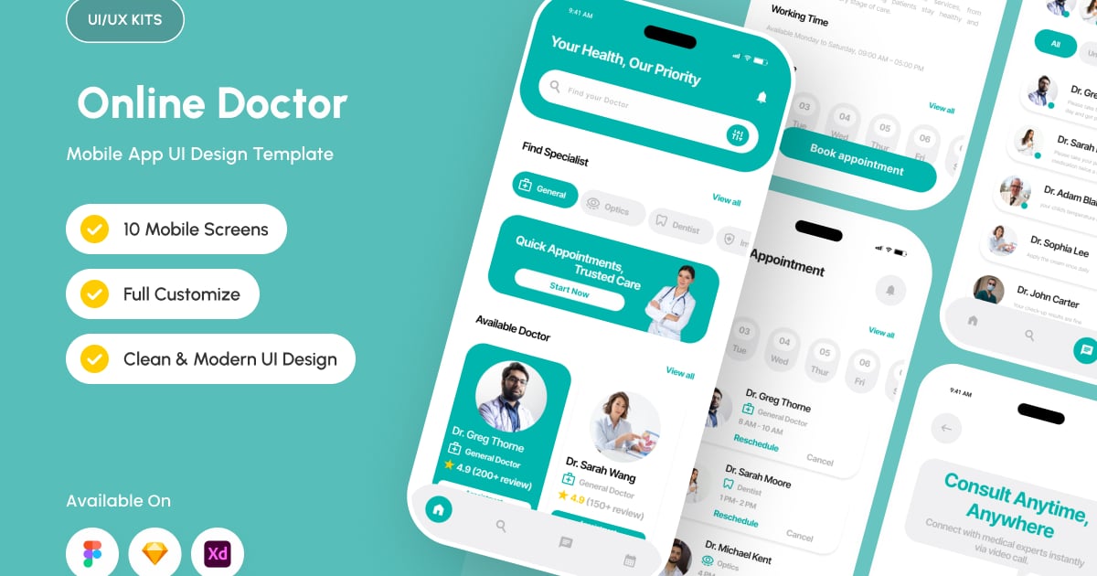 Docare – 在线医生应用设计模板