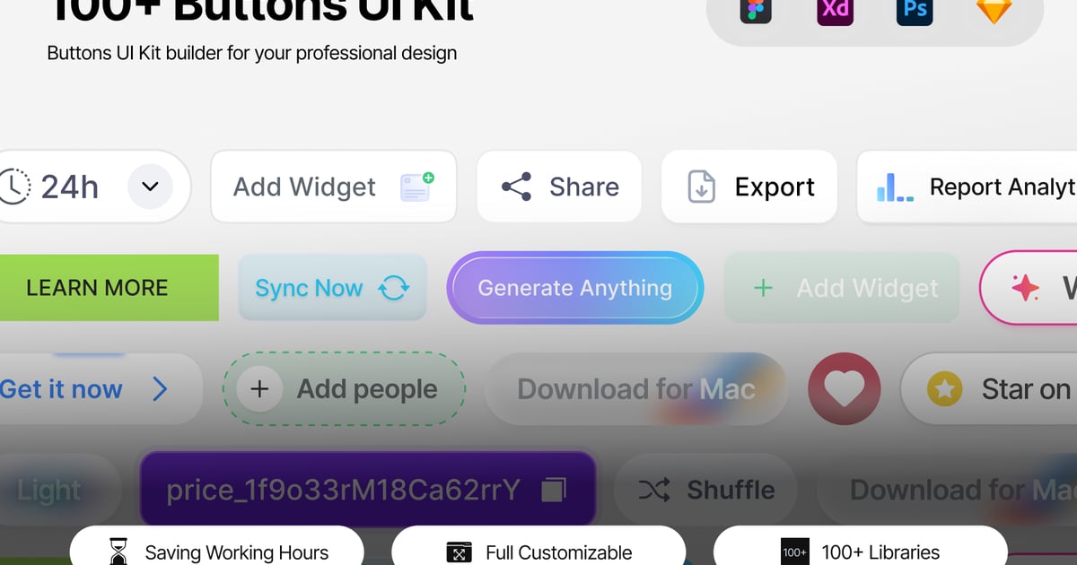 Que – AI 按钮 UI 套件组件