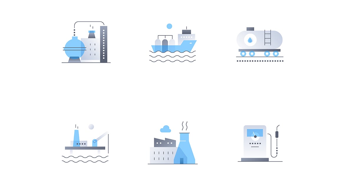 石油生产和运输——图标集