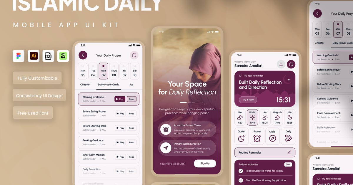 伊斯兰日报应用移动应用UI套件