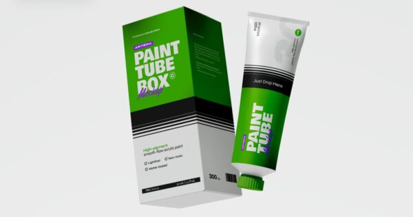 带包装盒的颜料管模型