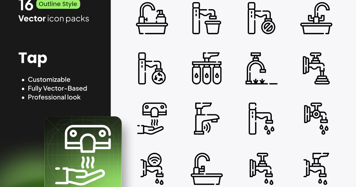 点击图标 – 16 个矢量轮廓