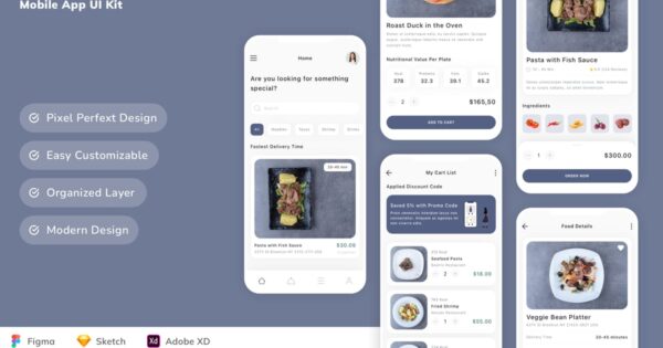 在线食品配送移动应用 UI 套件