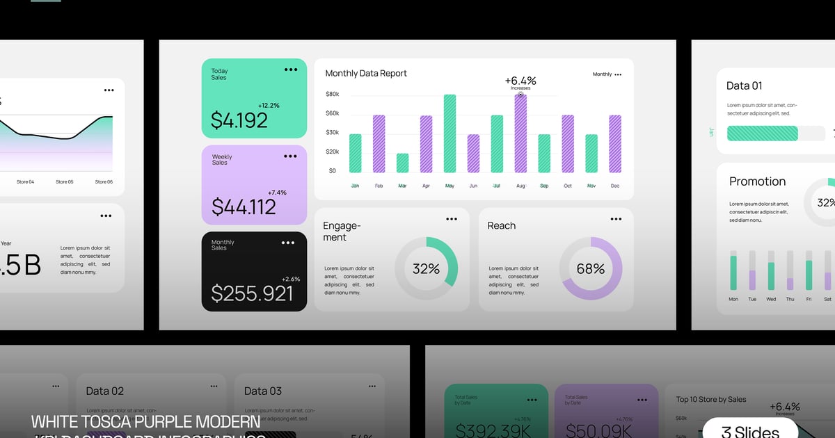 白色托斯卡紫色现代KPI仪表盘004