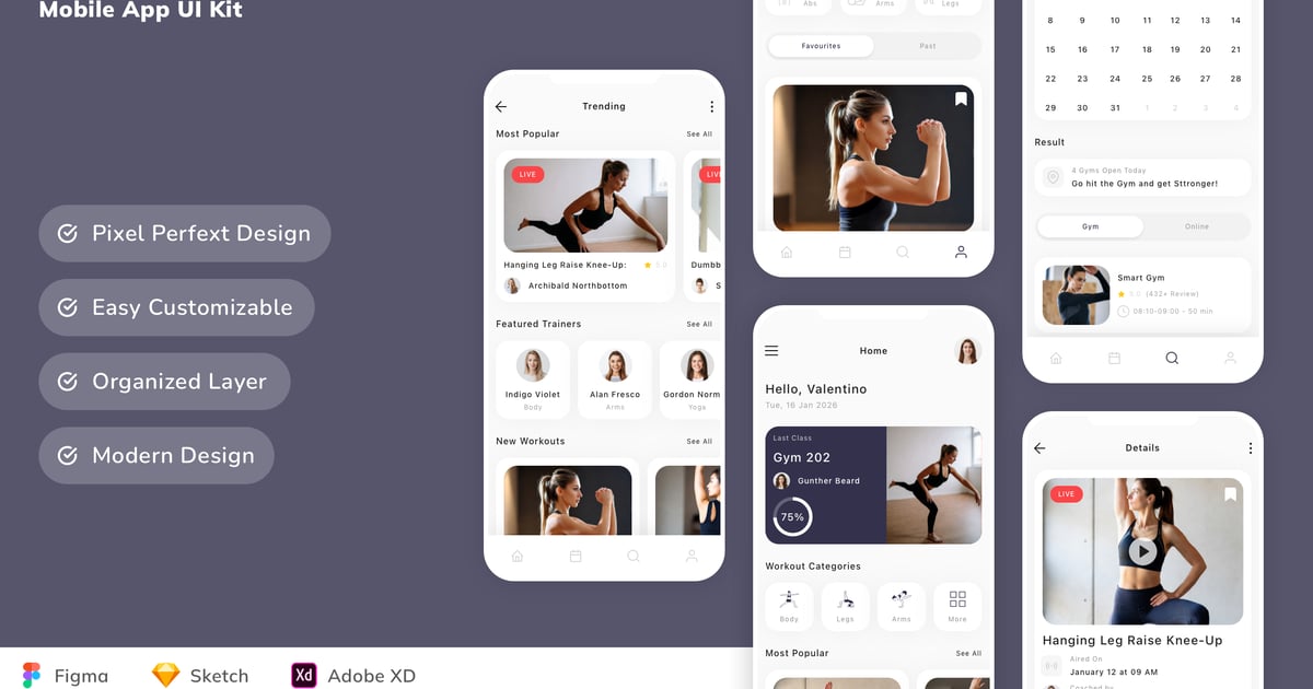 健身训练移动应用 UI 套件